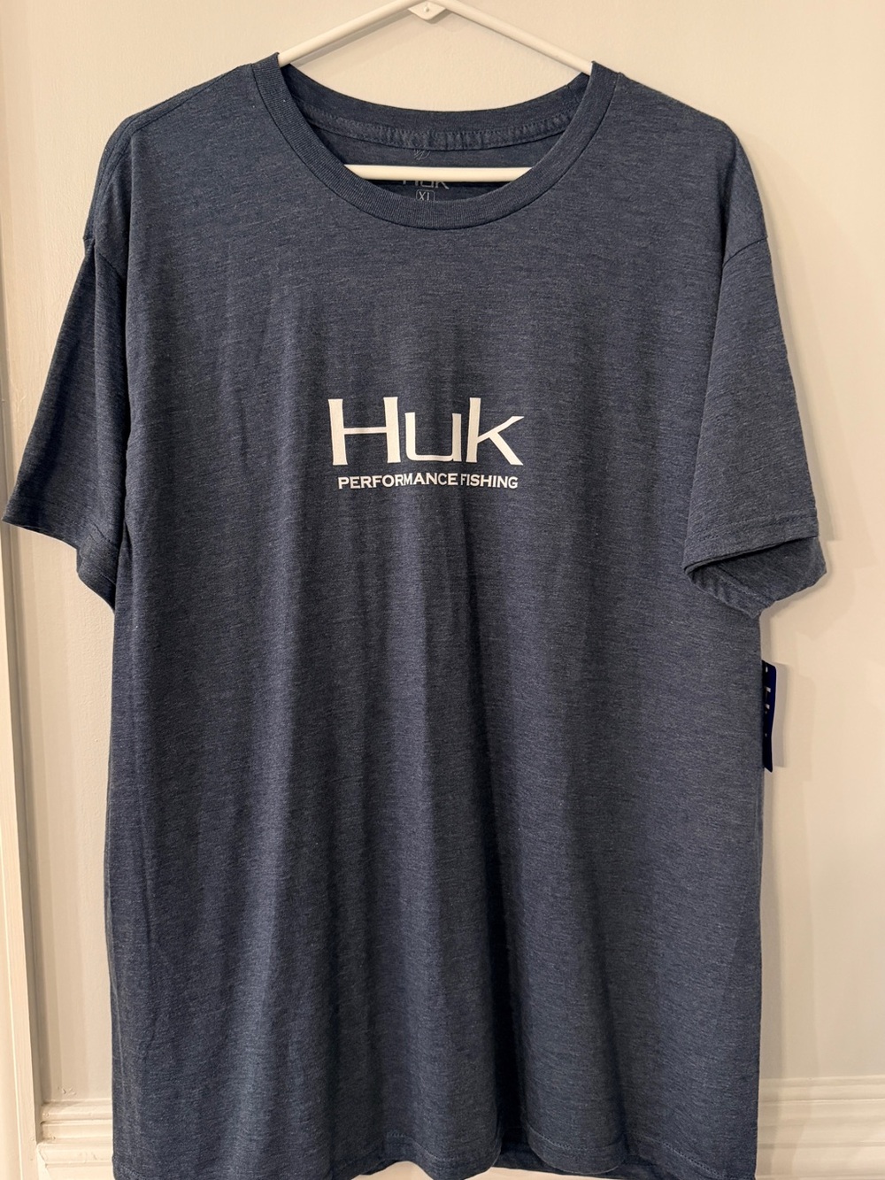 Huk Performance Fishing Tee in Navy Heather with White Logo